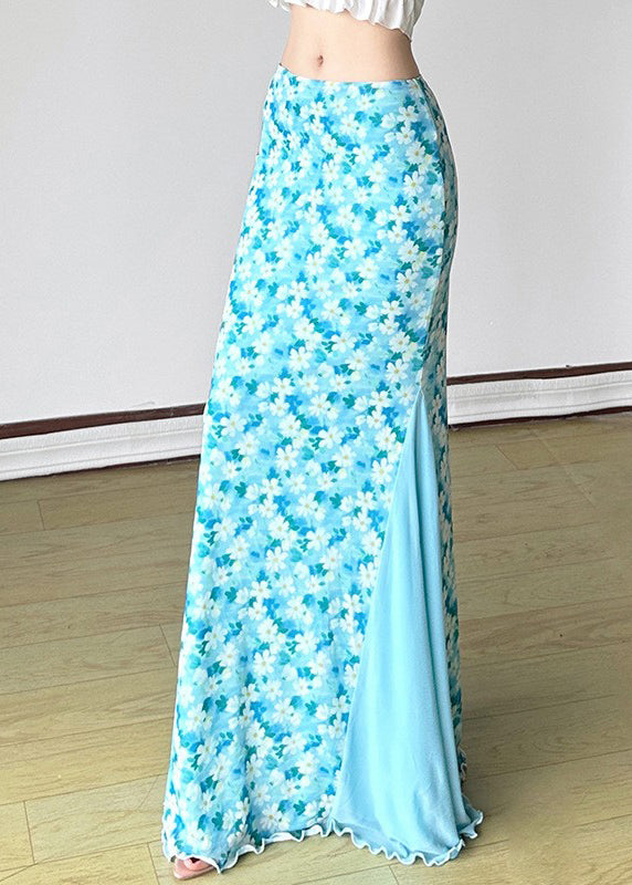 Fine Skirt High Summer Tulle Waist Blue Maxi Patchwork