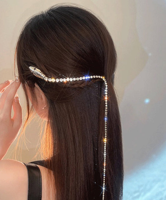 Goldlegierung Quaste Feine Zirkon Haarnadel Serpentin