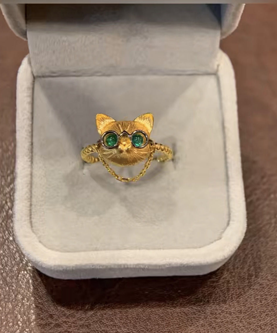 Bagues Petits Chats en Argent Sterling et Or Fin YI017