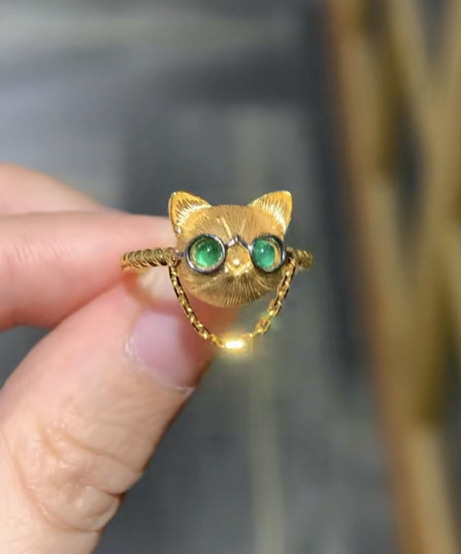 Bagues Petits Chats en Argent Sterling et Or Fin YI017