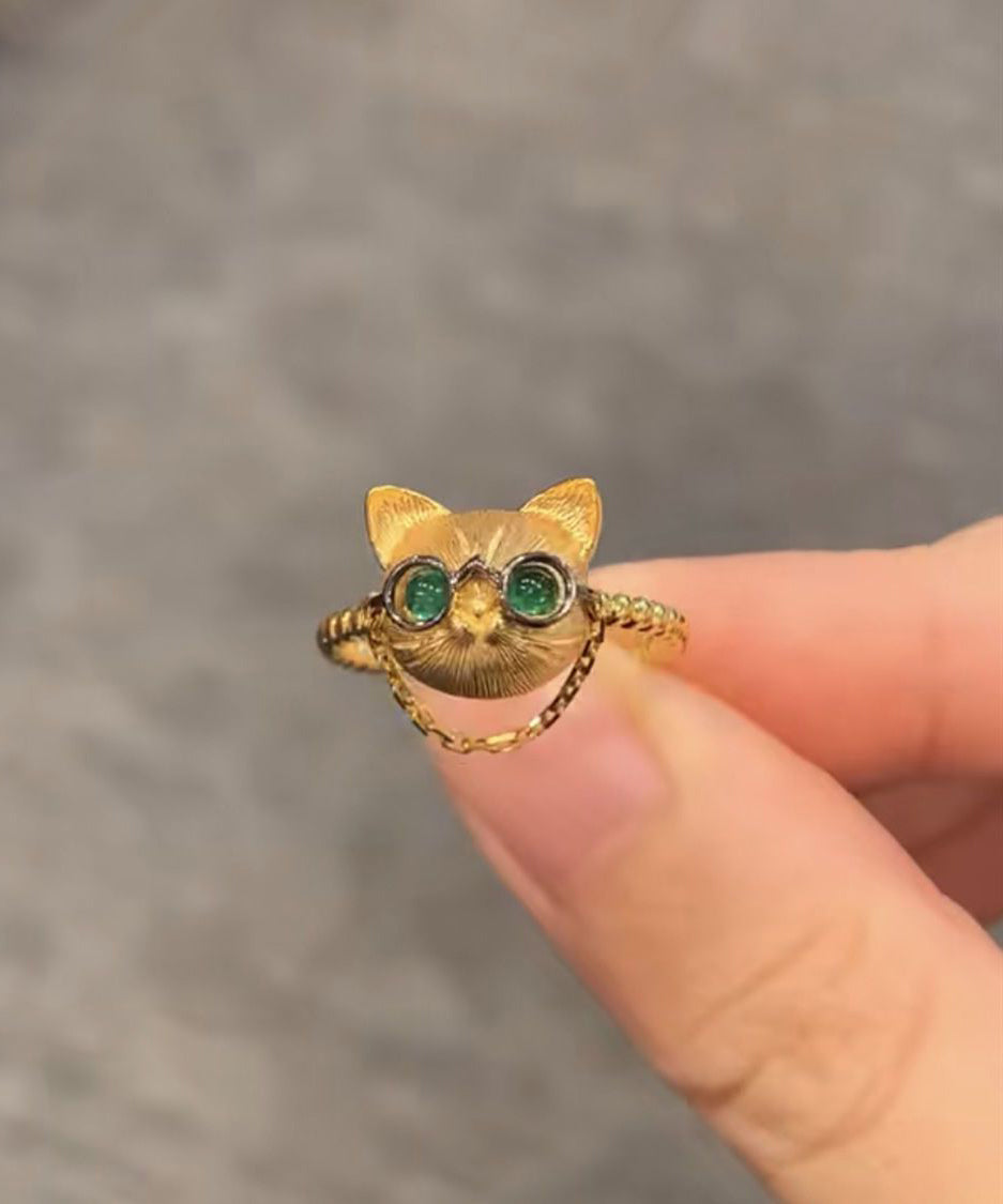 Bagues Petits Chats en Argent Sterling et Or Fin YI017