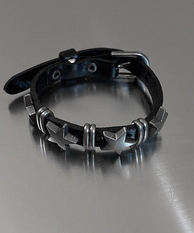 PU Star Fine Bracelet Grey Chain Alloy Set Three-Piece