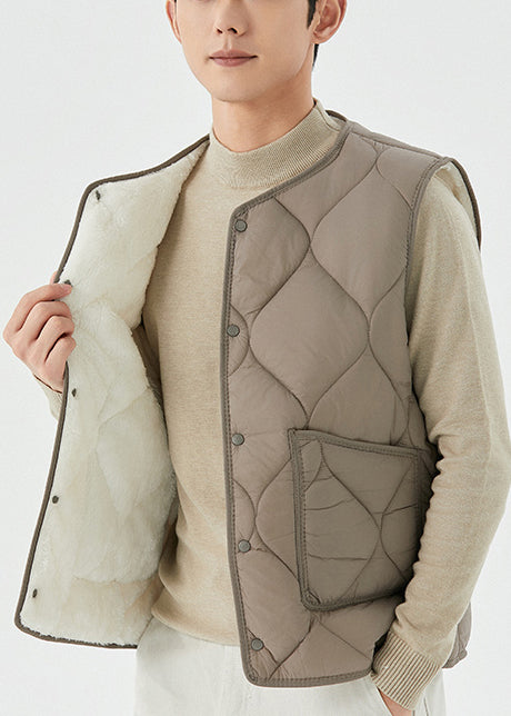 Feine graue Taschen warme Fleece Herren Weste Freizeitkleidung Winter TK025