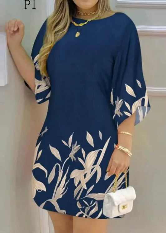 Print Urlaub Sommer Baumwolle Kleid Fein Übergroß
