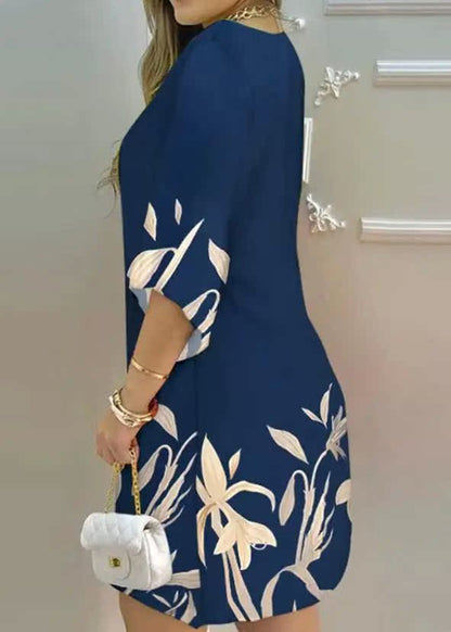 Print Urlaub Sommer Baumwolle Kleid Fein Übergroß
