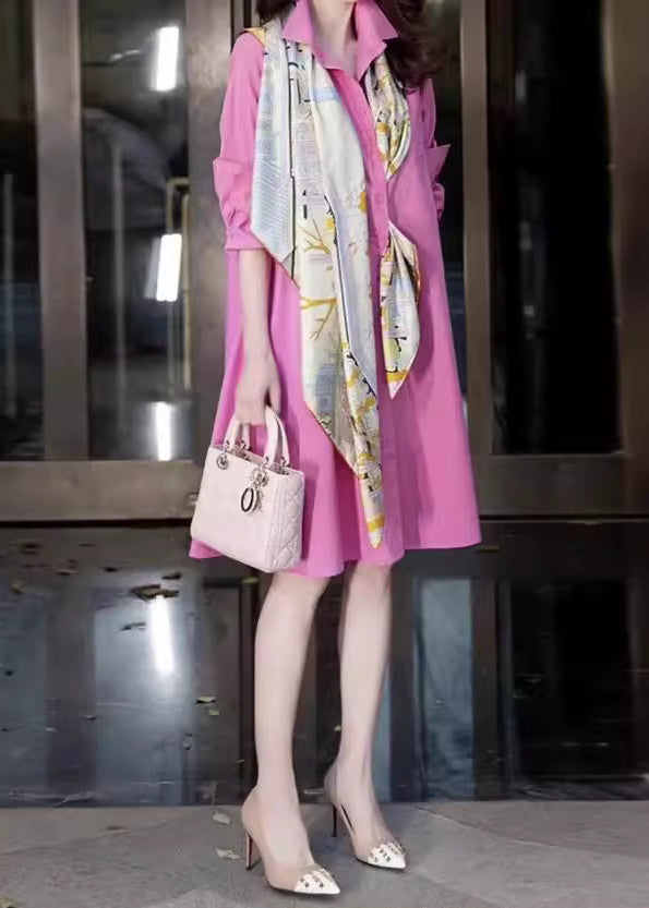 Pieces – Pan Fake – Feines, rosa Patchwork-Hemd mit zwei Peter-Kragen