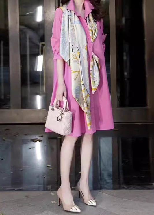 Pieces – Pan Fake – Feines, rosa Patchwork-Hemd mit zwei Peter-Kragen