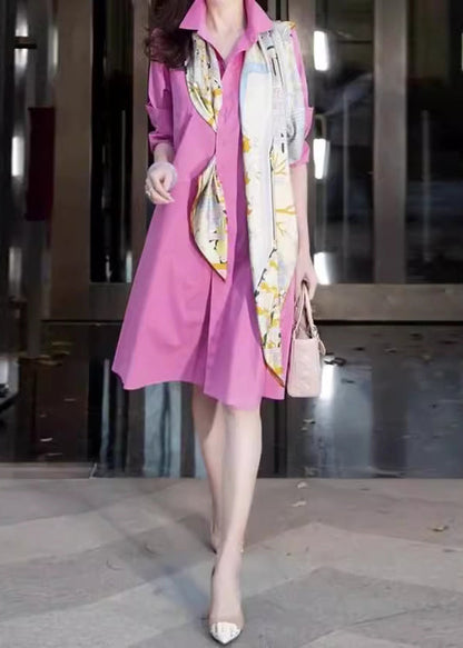 Pieces – Pan Fake – Feines, rosa Patchwork-Hemd mit zwei Peter-Kragen