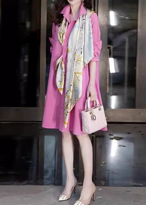 Pieces – Pan Fake – Feines, rosa Patchwork-Hemd mit zwei Peter-Kragen