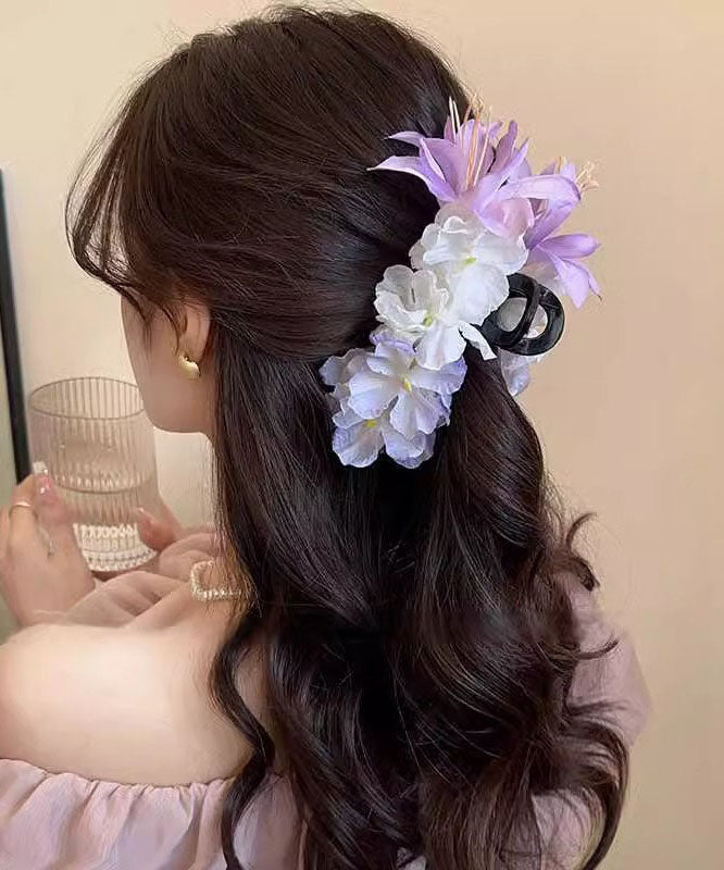 Floral Lila Hai Kunststoff Feine Klammer Haarnadel