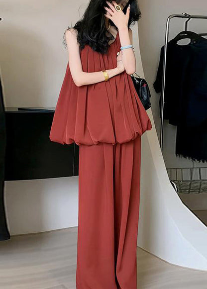 Outfits Schulter Rot Sommer Eis Feine Set Stück Kalte Seide Zwei