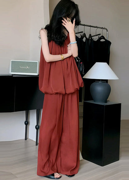 Outfits Schulter Rot Sommer Eis Feine Set Stück Kalte Seide Zwei