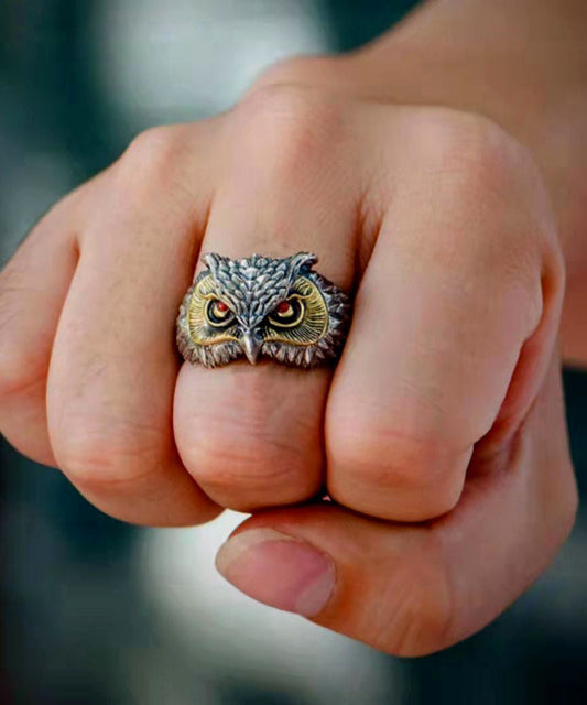Feine rote Sterling Silber Achat Eule offene Ringe YI022
