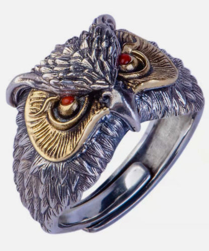 Feine rote Sterling Silber Achat Eule offene Ringe YI022