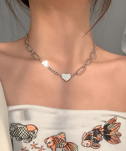 Collier en argent sterling avec chaîne en soie fine et motif princesse Love PO008