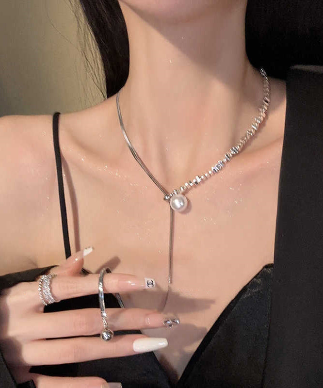 Pull Pearl Silver Sterling Patchwork Silk Fine Broken