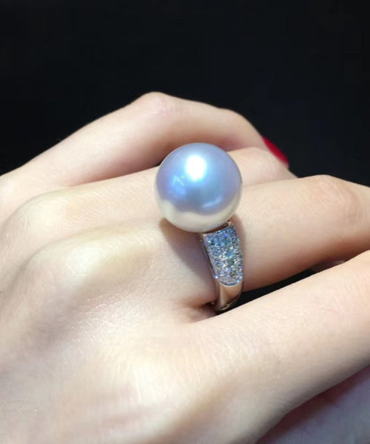 Fine White 14K Overgild Gold Pearl Rings QI050