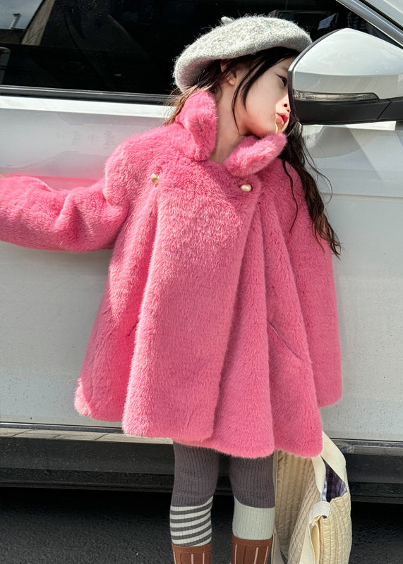 Manteau d'hiver blanc à col montant et poches pour fille TG018