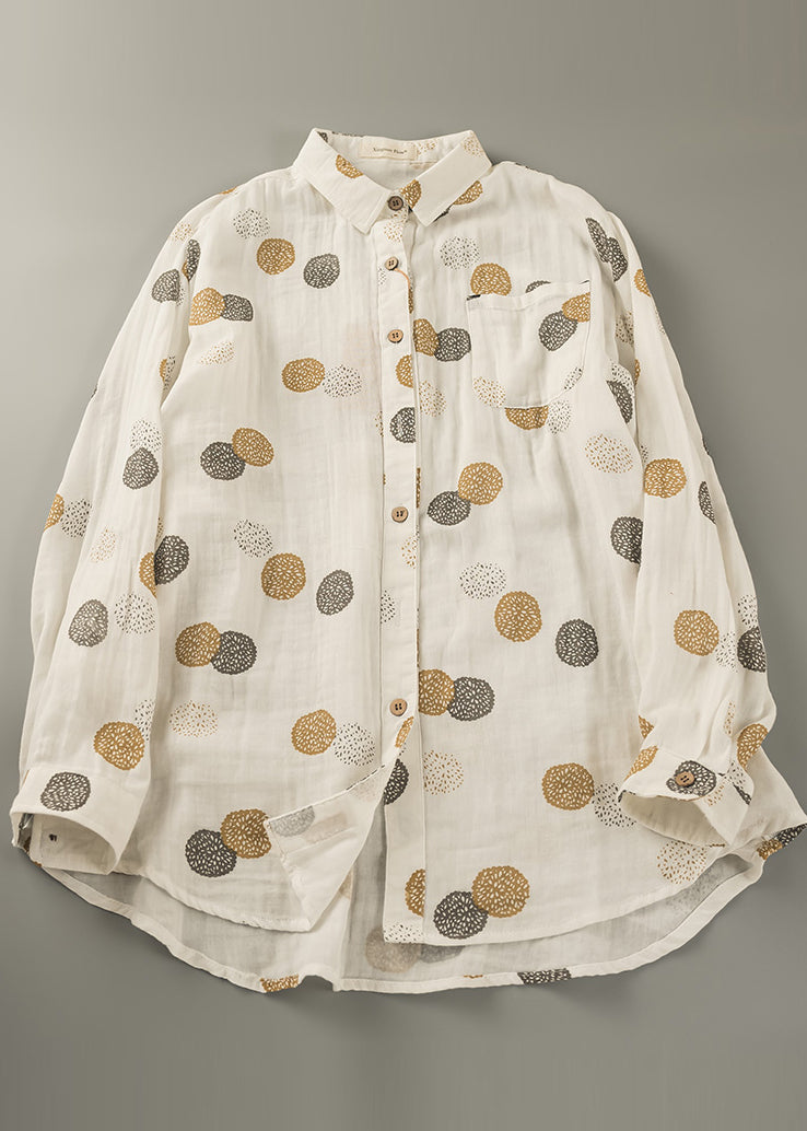 Hauts surdimensionnés printemps chemise imprimée en coton orange ajustée