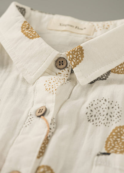 Hauts surdimensionnés printemps chemise imprimée en coton orange ajustée