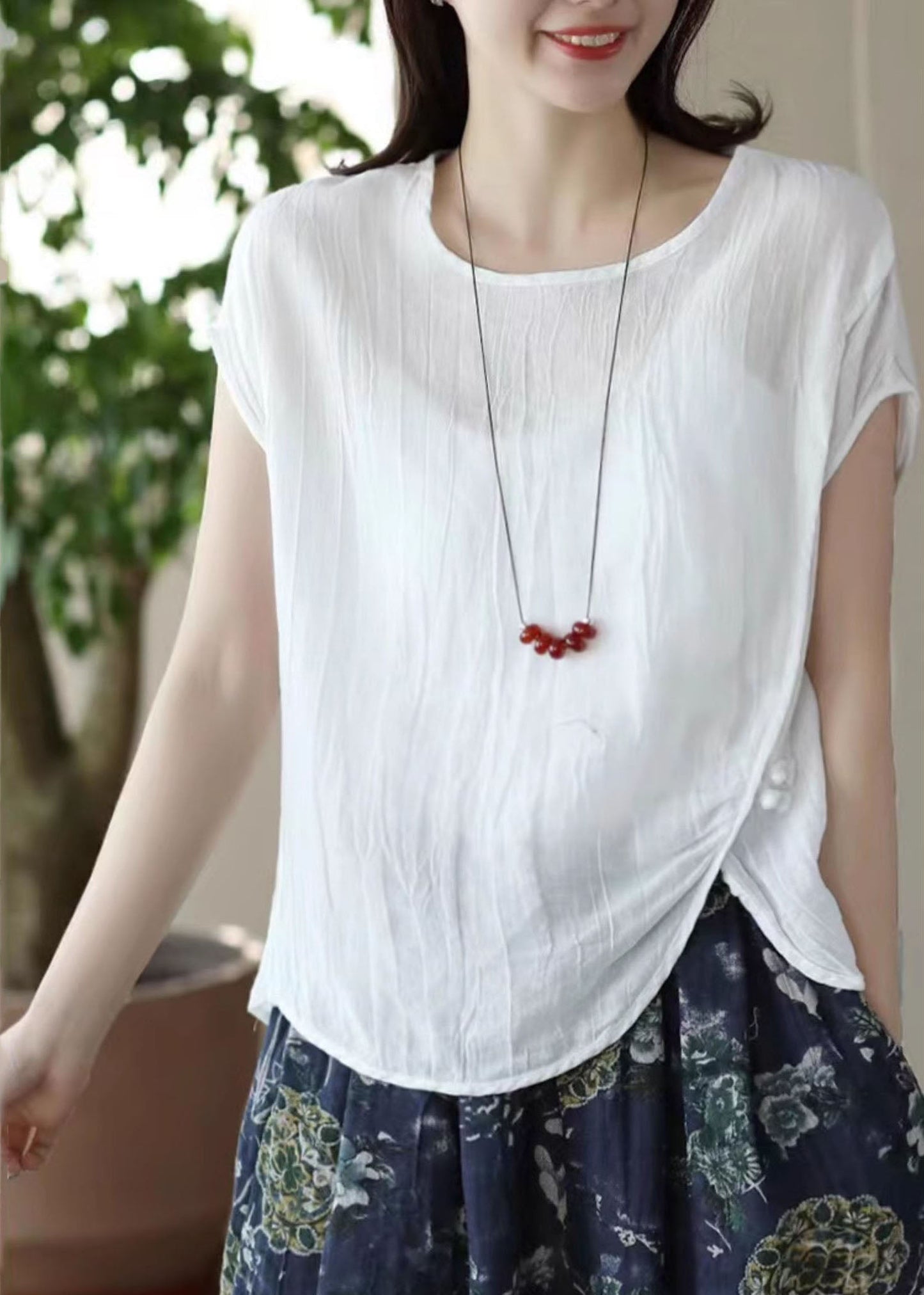 Asymmetrical White Fitted Beach Vest Linen Summer