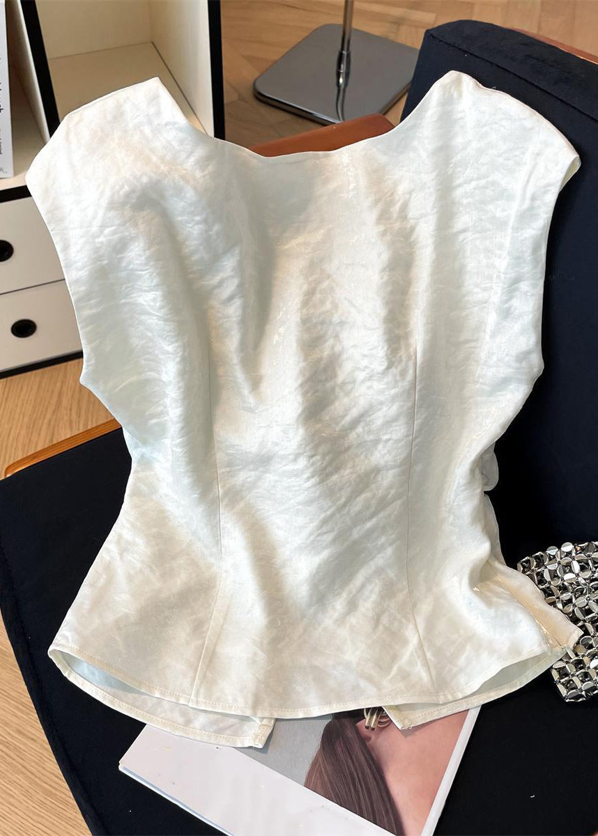 Floral Silk Square Beige Open Front Collar Summer Shirt