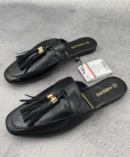 Sandales à pampilles françaises en cuir abricot