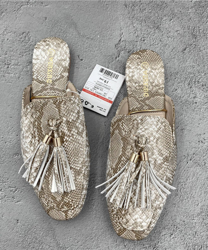 Sandales à pampilles françaises en cuir abricot