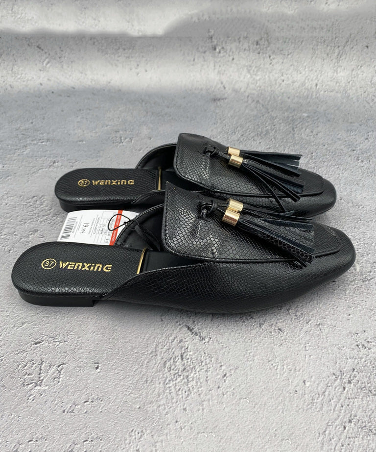 Sandales à pampilles françaises en cuir abricot