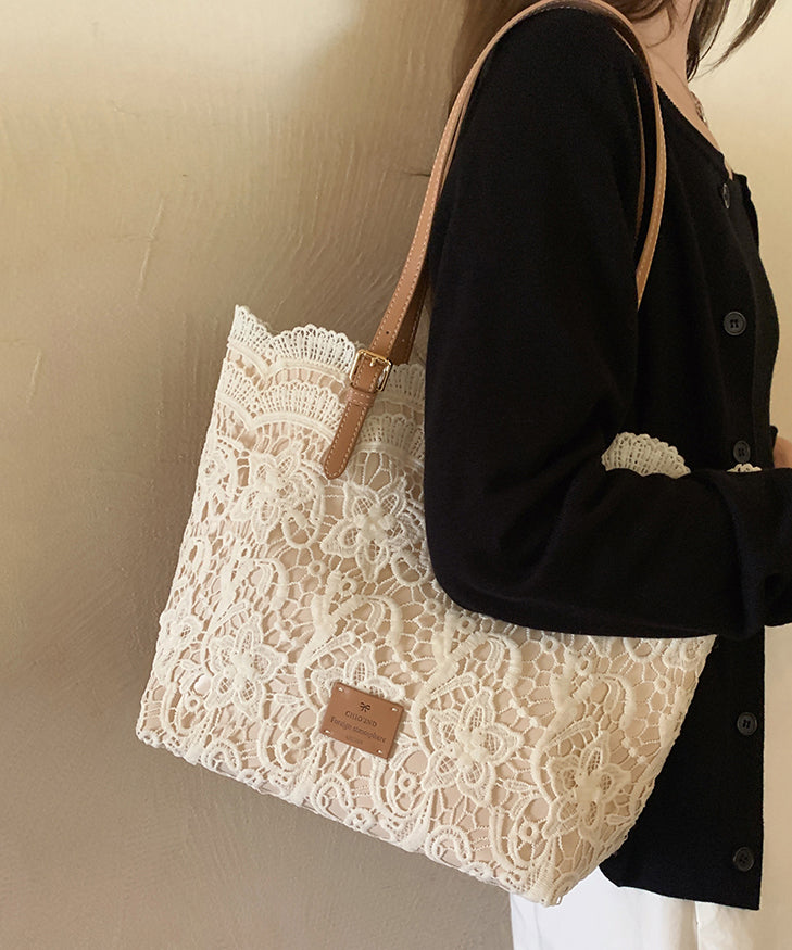Bags Large French Shoulder Lace Capacity Beige