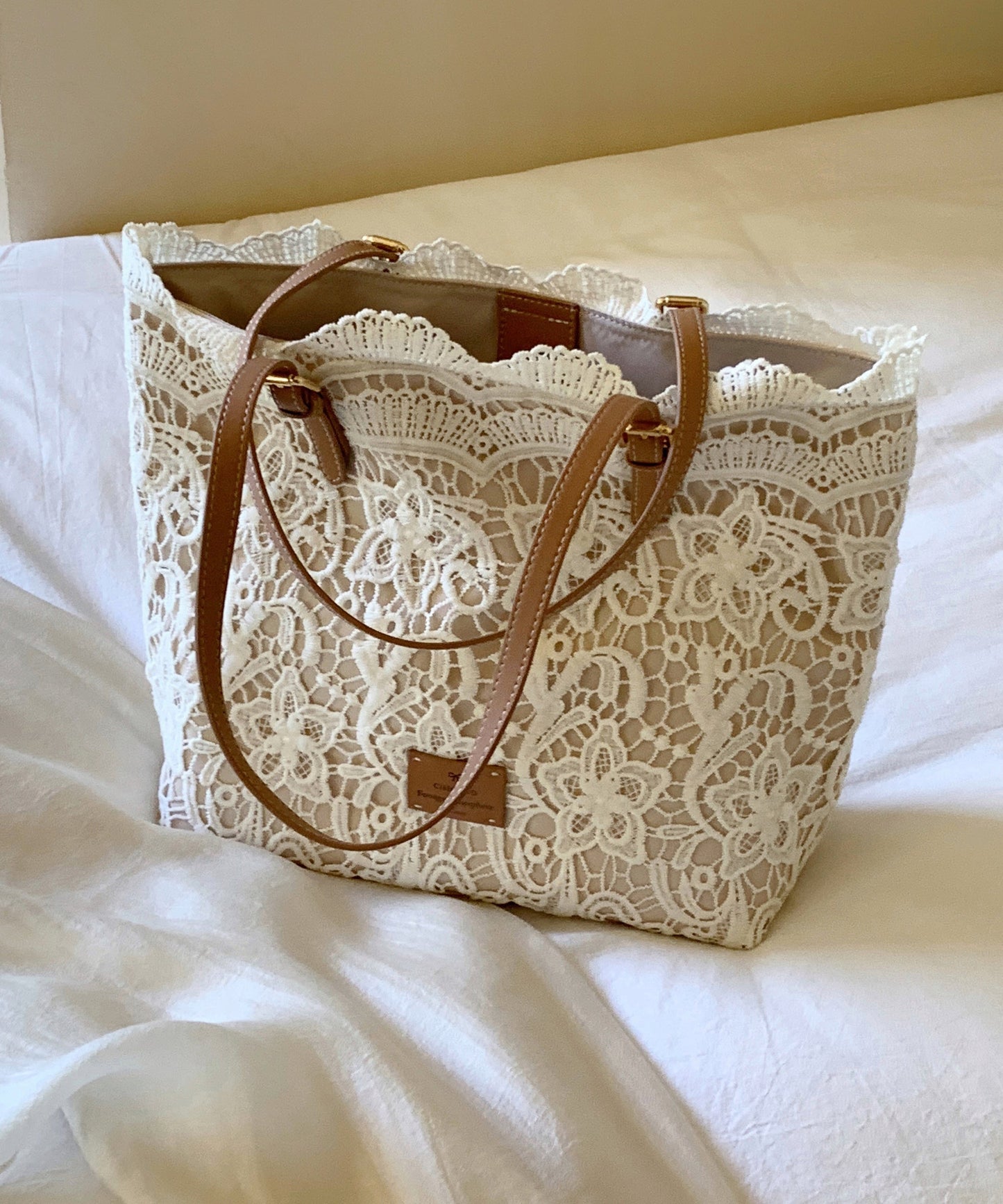 Bags Large French Shoulder Lace Capacity Beige
