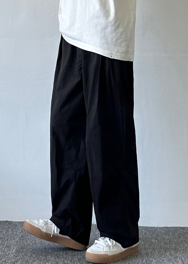 Pantalon en coton beige pour homme, taille élastique, poches, style français, uni, été
