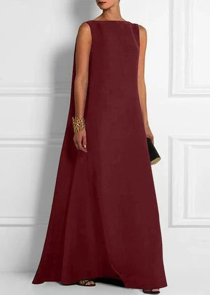Schwarzes französisches Kleid mit hohem Knöchel, Baumwolle, ärmellos, feste Taille