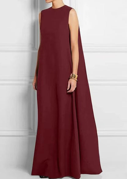 Schwarzes französisches Kleid mit hohem Knöchel, Baumwolle, ärmellos, feste Taille