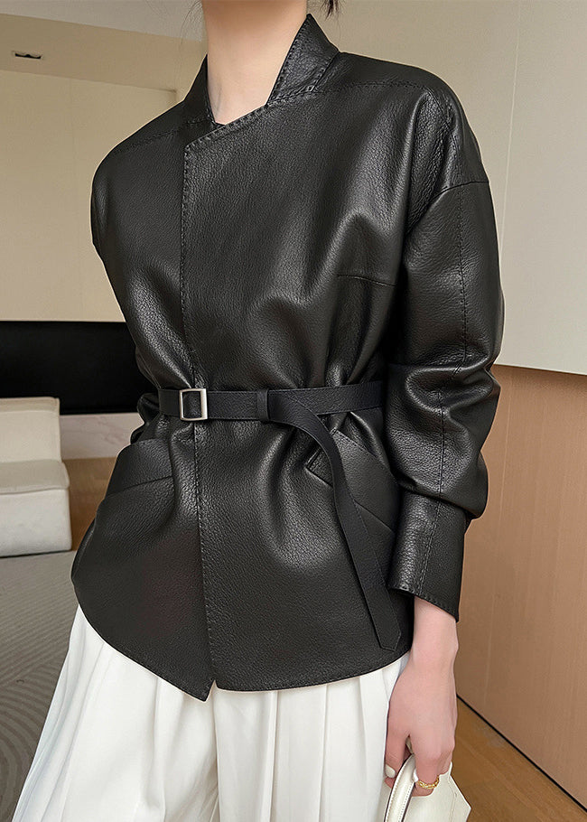 Taschen Mäntel Leder Schwarz Französisch Faux Schärpen Frühling