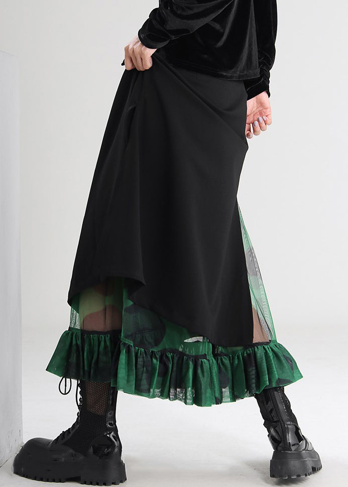 French Black Side Open Tulle Patchwork Skirts Spring AS1010 Ada Fashion