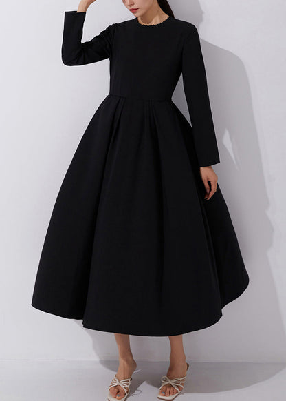 Robe longue noire à fermeture éclair et perles pour ongles Automne AM1017