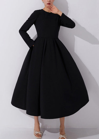 Robe longue noire à fermeture éclair et perles pour ongles Automne AM1017