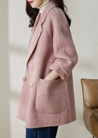 Französischer blauer Wollmantel mit gekerbten Knöpfen, Frühling, TY022