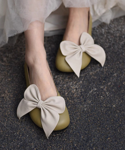 Mocassins à faux épissures en cuir beige français avec nœud Penny
