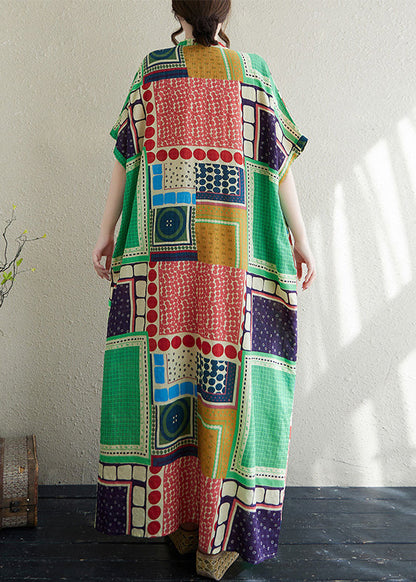 Kleid Urlaub Colorblock Französisch Print Baumwolle Übergroß Sommer