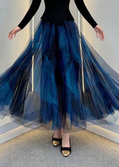 Maxi Grey Dark Waist Tulle Elastic French Skirt Summer