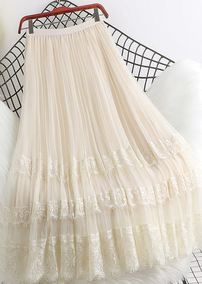 Jupe en tulle froissée en patchwork de dentelle grise française Printemps QQ1041