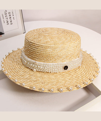 Handmade Hat Pearl Woven Vacation French Straw