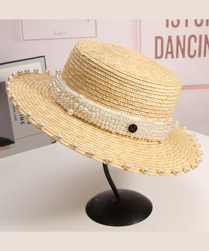 Handmade Hat Pearl Woven Vacation French Straw