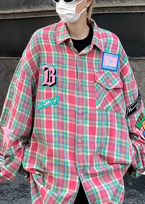 Navy Pockets Plaid Herren Frühlingshemd Französische Baumwolle