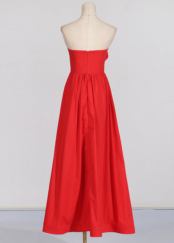 Patchwork Urlaub Französisch Maxi Rose Sommer Schulter Kalt Kleid Rot