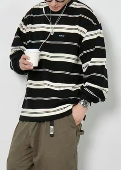 Französische Herren-Frühlingshemden aus Baumwolle mit rotem T-Shirt und Rundhalsausschnitt