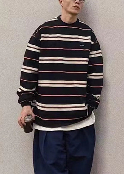 Französische Herren-Frühlingshemden aus Baumwolle mit rotem T-Shirt und Rundhalsausschnitt