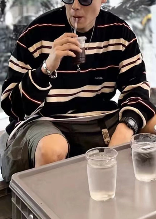 Französische Herren-Frühlingshemden aus Baumwolle mit rotem T-Shirt und Rundhalsausschnitt